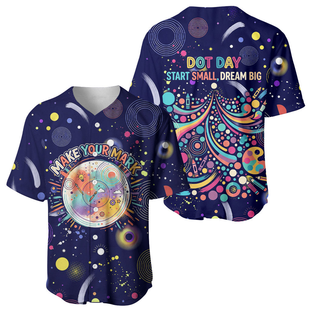 Dot Day Make Your Mark Baseball Jersey Colorful Celestial Watercolor Circles And Swirling Polka Dots