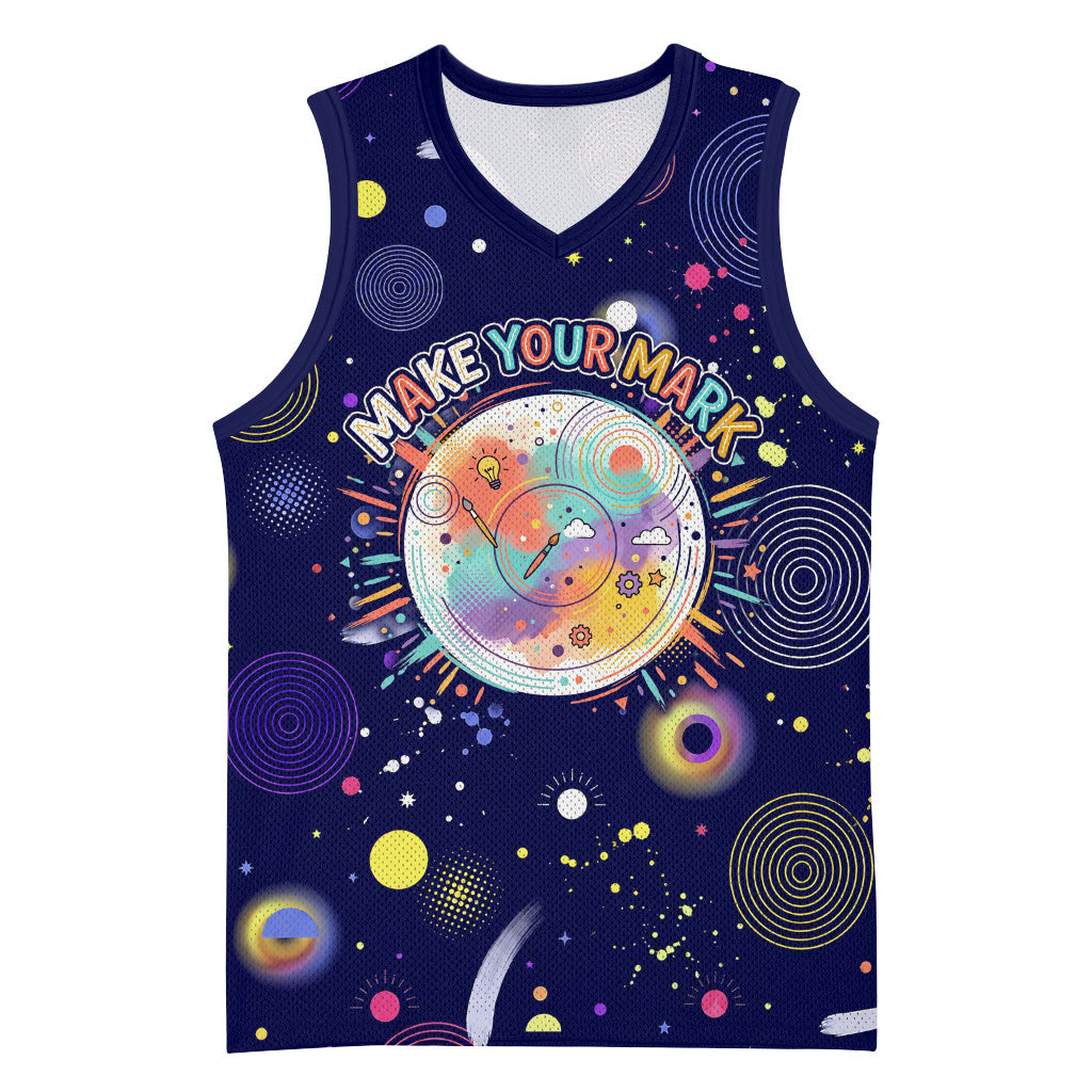 Dot Day Make Your Mark Basketball Jersey Colorful Celestial Watercolor Circles And Swirling Polka Dots