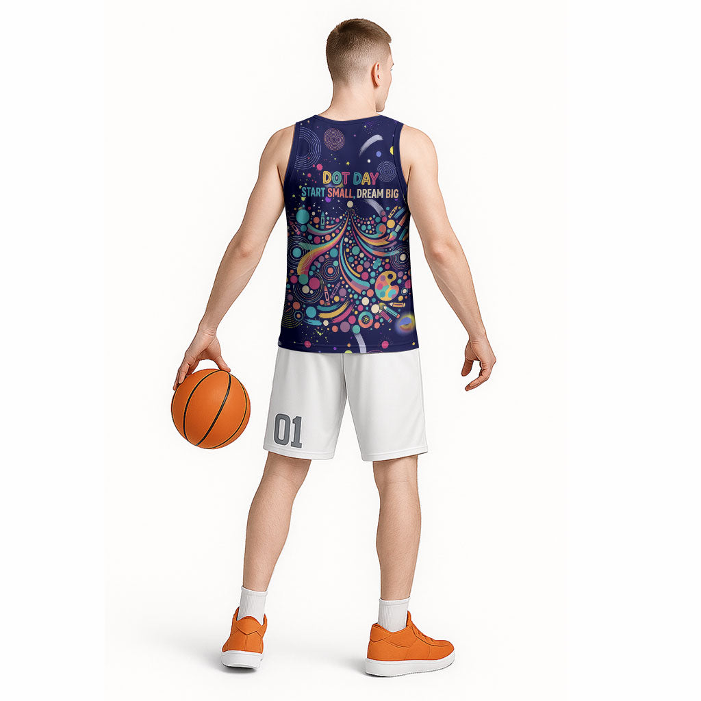 Dot Day Make Your Mark Basketball Jersey Colorful Celestial Watercolor Circles And Swirling Polka Dots