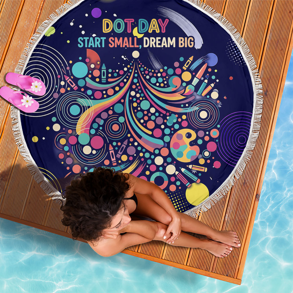 Dot Day Make Your Mark Beach Blanket Colorful Celestial Watercolor Circles And Swirling Polka Dots
