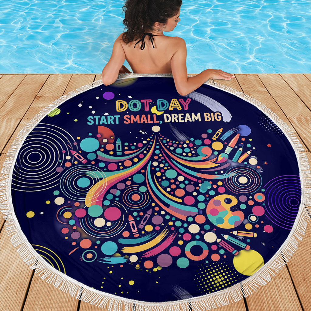 Dot Day Make Your Mark Beach Blanket Colorful Celestial Watercolor Circles And Swirling Polka Dots