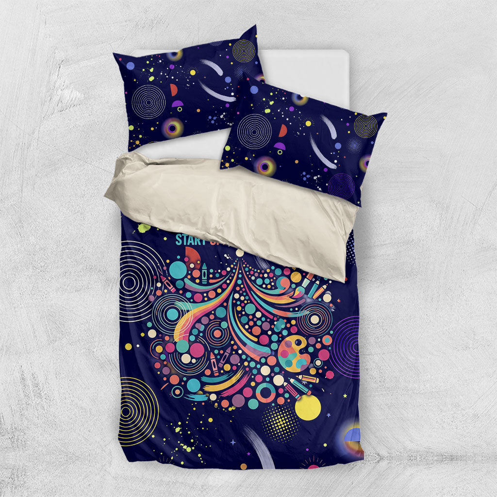 Dot Day Make Your Mark Bedding Set Colorful Celestial Watercolor Circles And Swirling Polka Dots