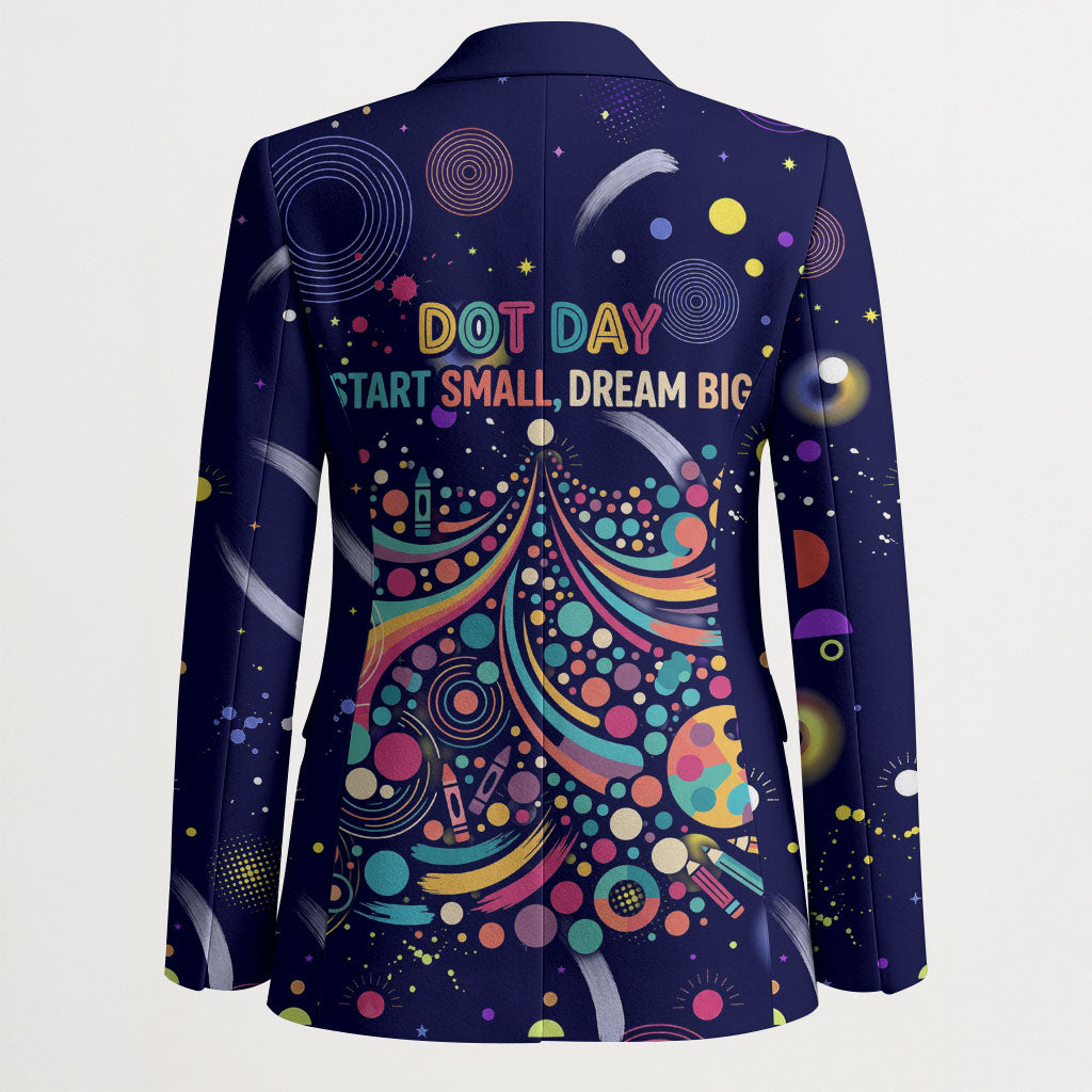 Dot Day Make Your Mark Blazer Colorful Celestial Watercolor Circles And Swirling Polka Dots