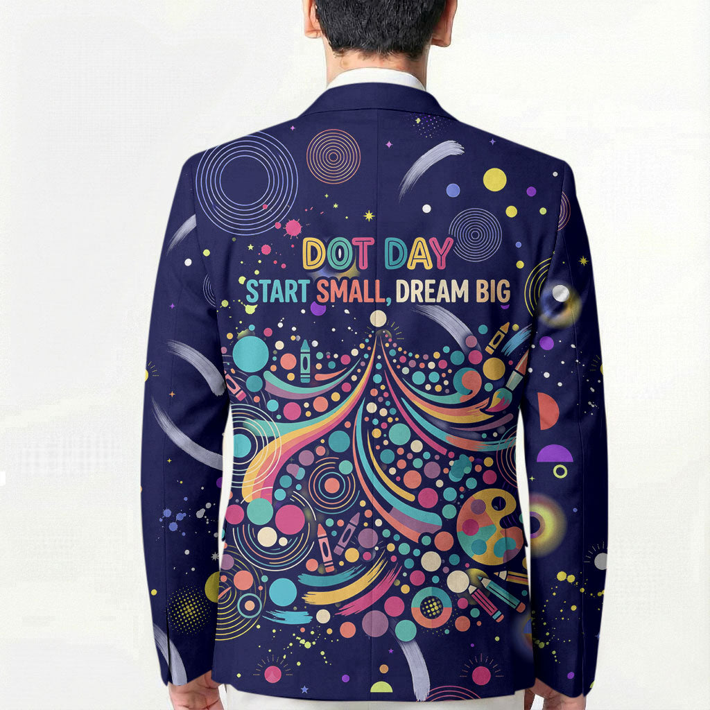 Dot Day Make Your Mark Blazer Colorful Celestial Watercolor Circles And Swirling Polka Dots