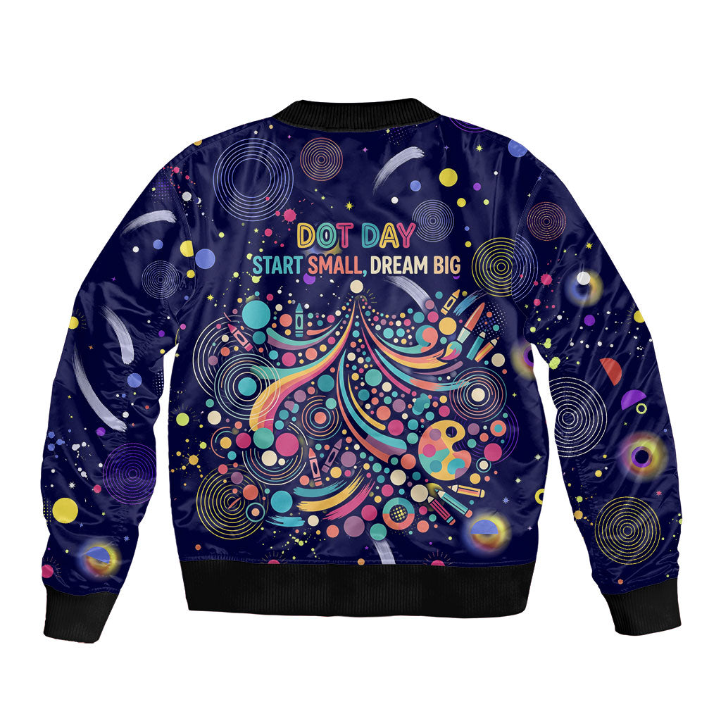 Dot Day Make Your Mark Bomber Jacket Colorful Celestial Watercolor Circles And Swirling Polka Dots