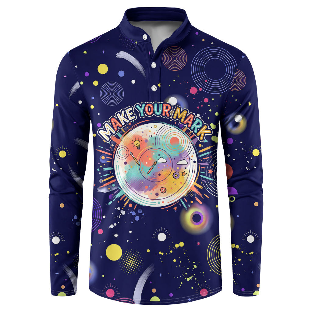 Dot Day Make Your Mark Button Sweatshirt Colorful Celestial Watercolor Circles And Swirling Polka Dots