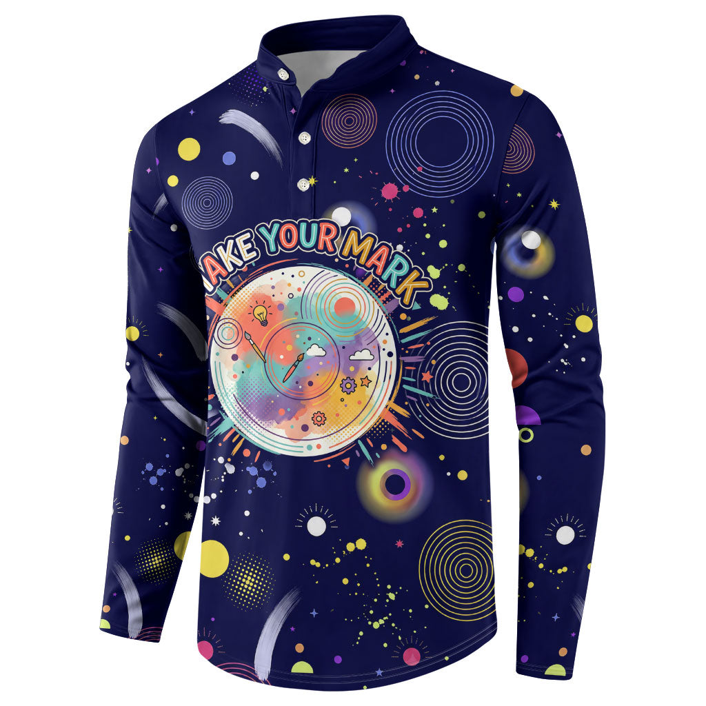 Dot Day Make Your Mark Button Sweatshirt Colorful Celestial Watercolor Circles And Swirling Polka Dots