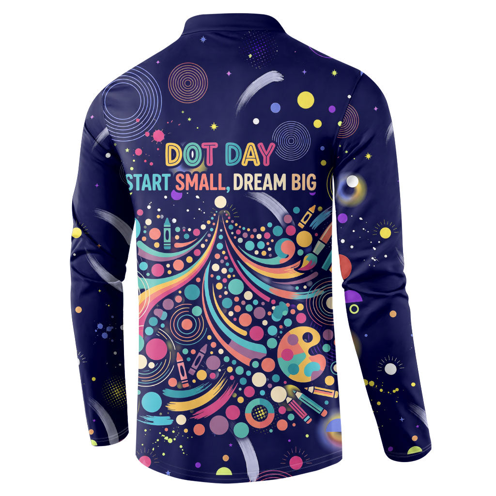 Dot Day Make Your Mark Button Sweatshirt Colorful Celestial Watercolor Circles And Swirling Polka Dots