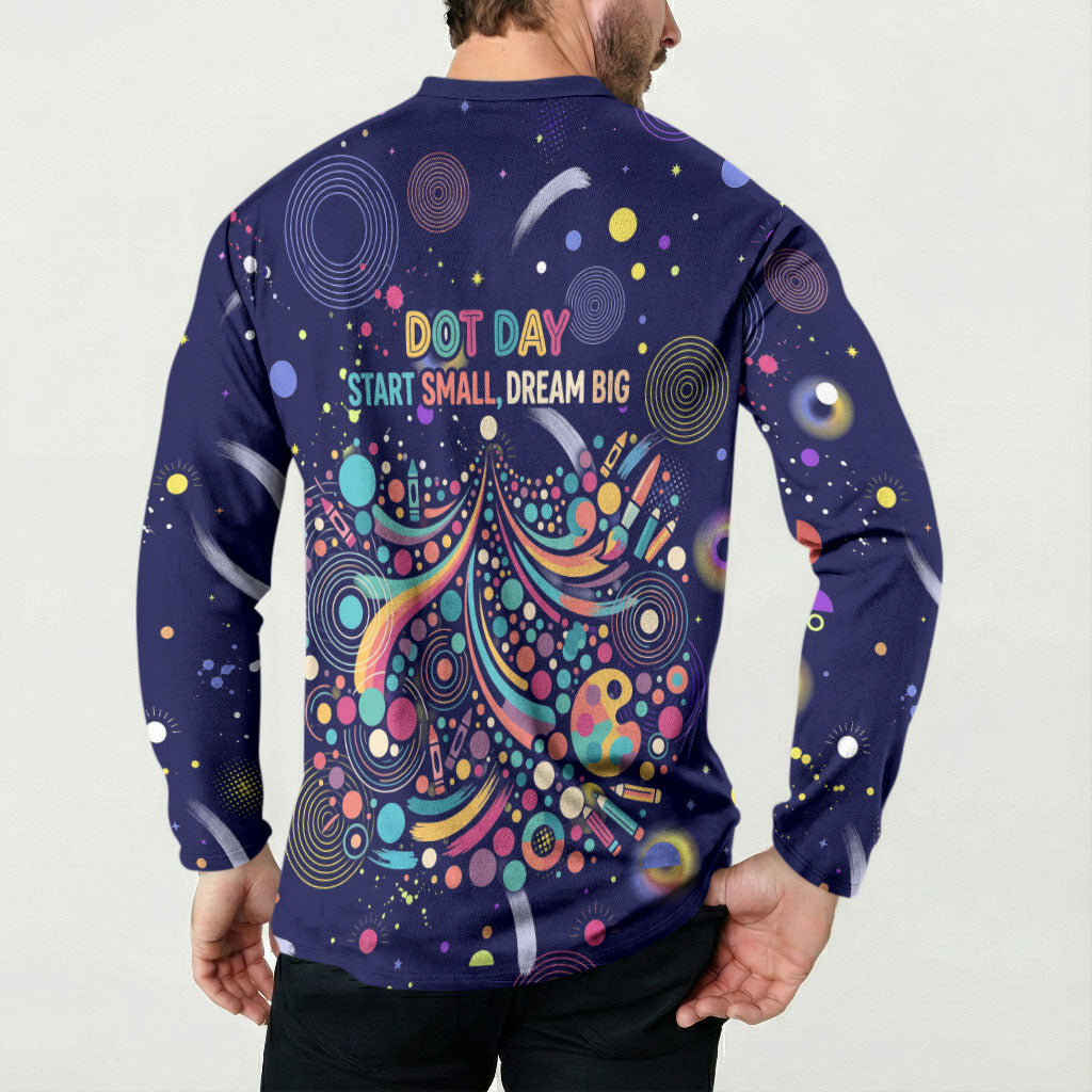 Dot Day Make Your Mark Button Sweatshirt Colorful Celestial Watercolor Circles And Swirling Polka Dots