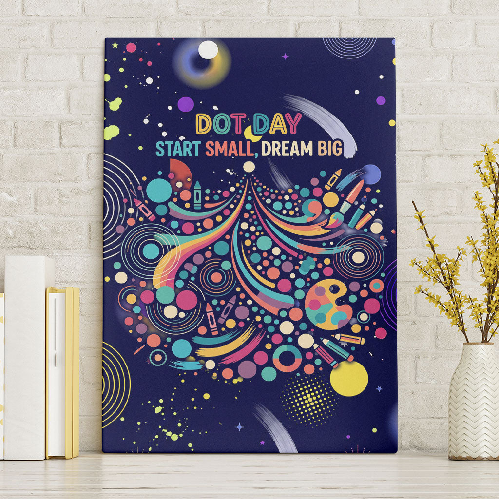 Dot Day Make Your Mark Canvas Wall Art Colorful Celestial Watercolor Circles And Swirling Polka Dots