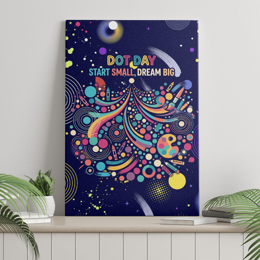 Dot Day Make Your Mark Canvas Wall Art Colorful Celestial Watercolor Circles And Swirling Polka Dots