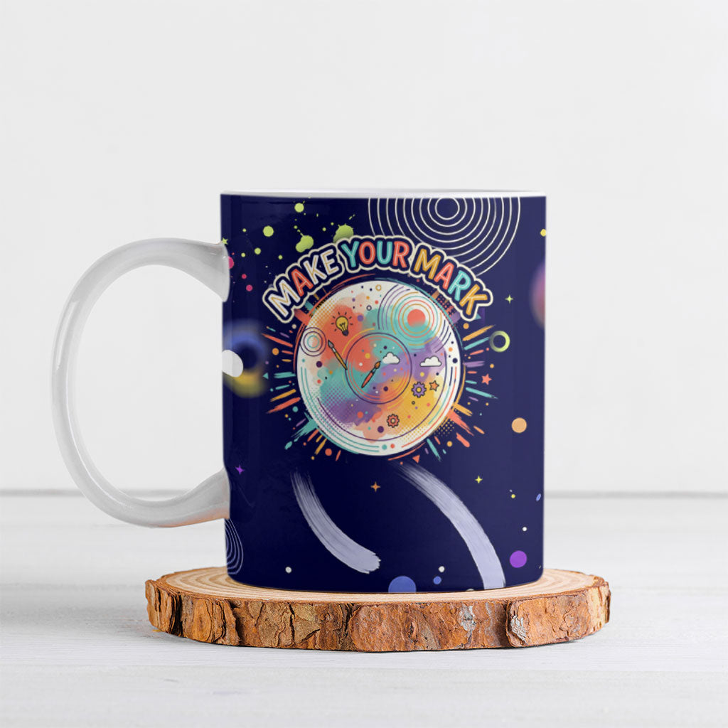 Dot Day Make Your Mark Ceramic Mug Colorful Celestial Watercolor Circles And Swirling Polka Dots