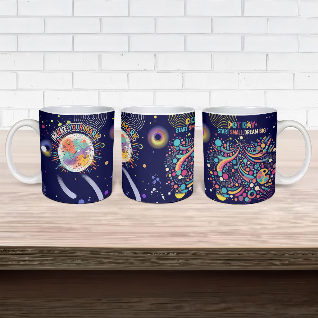Dot Day Make Your Mark Ceramic Mug Colorful Celestial Watercolor Circles And Swirling Polka Dots