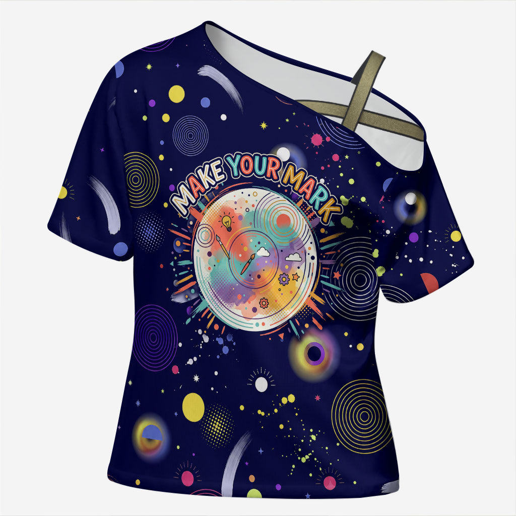 Dot Day Make Your Mark Cross Shoulder Shirt Colorful Celestial Watercolor Circles And Swirling Polka Dots