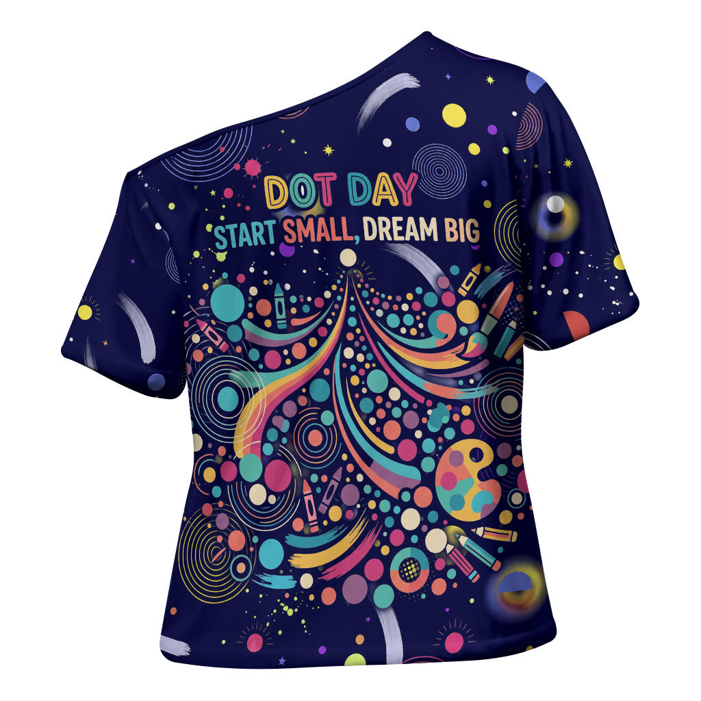 Dot Day Make Your Mark Cross Shoulder Shirt Colorful Celestial Watercolor Circles And Swirling Polka Dots