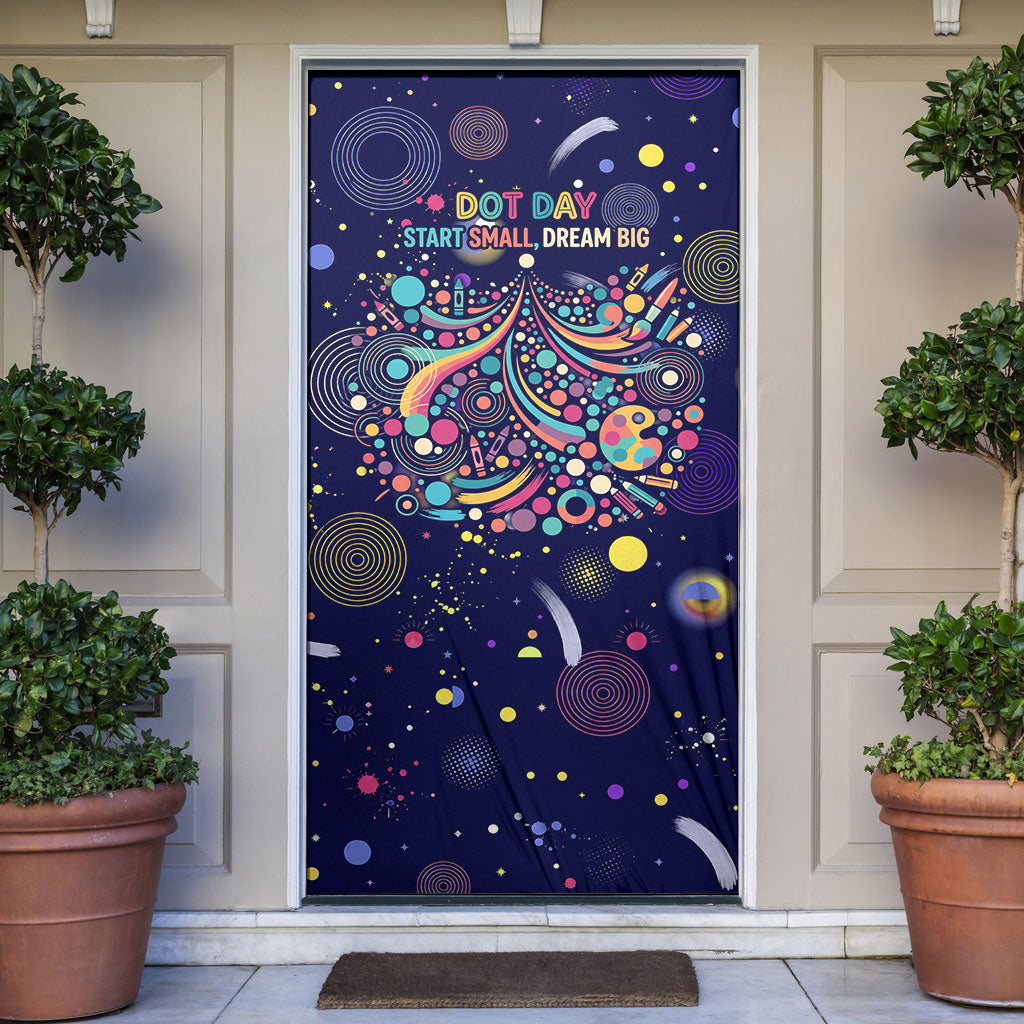 Dot Day Make Your Mark Door Cover Colorful Celestial Watercolor Circles And Swirling Polka Dots