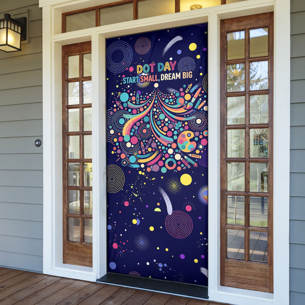 Dot Day Make Your Mark Door Cover Colorful Celestial Watercolor Circles And Swirling Polka Dots