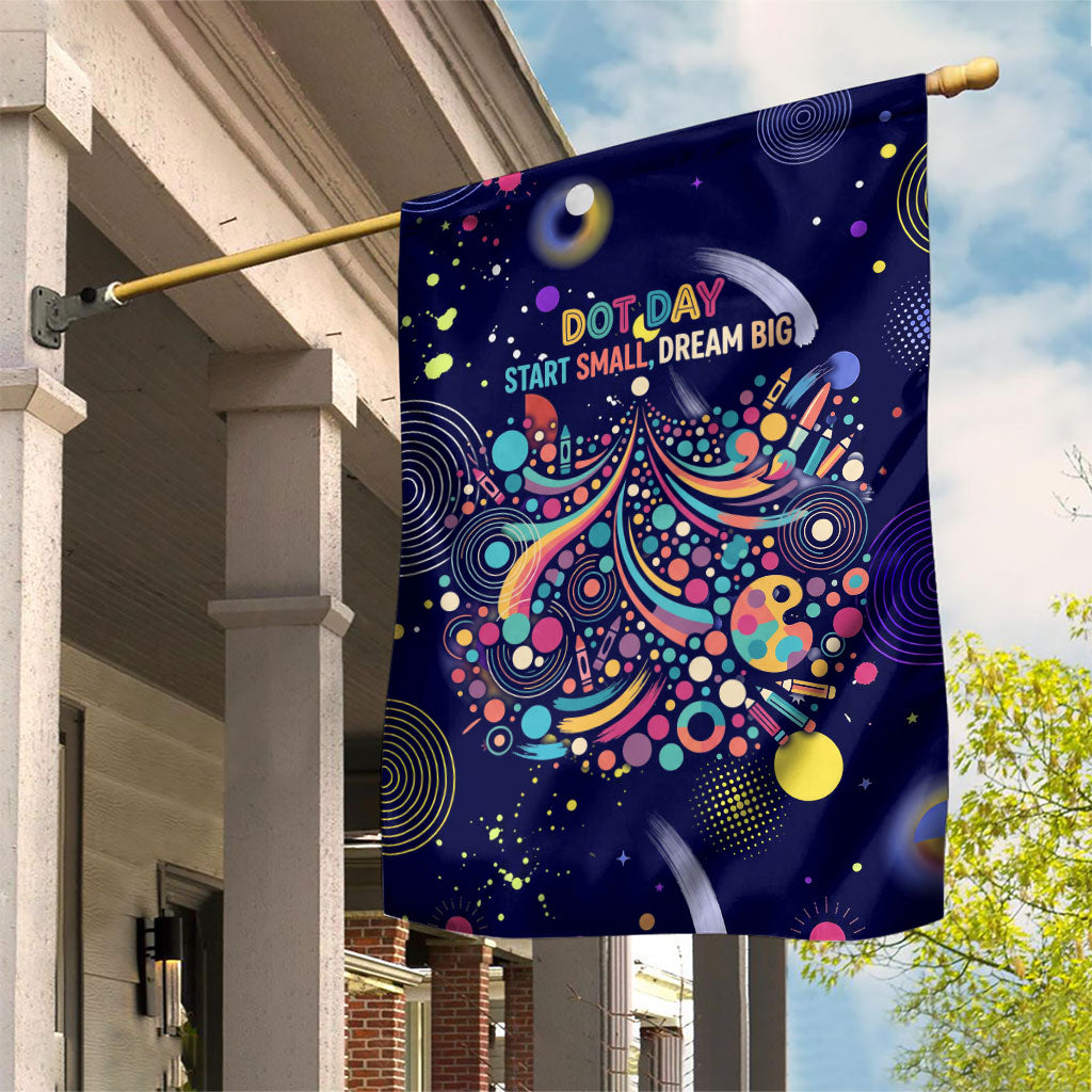 Dot Day Make Your Mark Garden Flag Colorful Celestial Watercolor Circles And Swirling Polka Dots