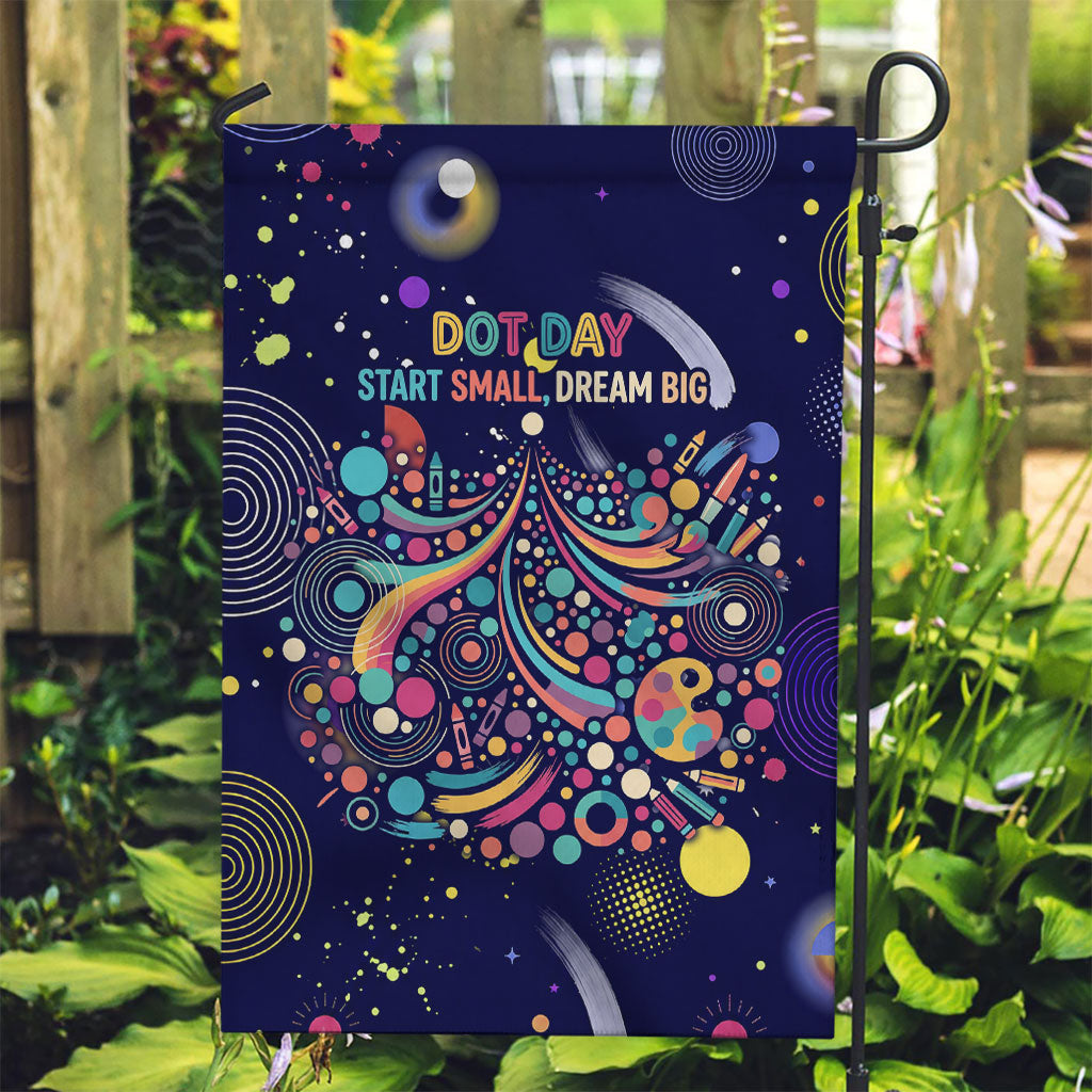 Dot Day Make Your Mark Garden Flag Colorful Celestial Watercolor Circles And Swirling Polka Dots