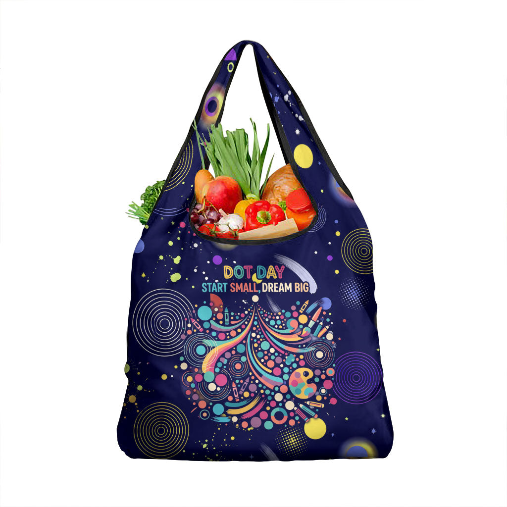 Dot Day Make Your Mark Grocery Bag Colorful Celestial Watercolor Circles And Swirling Polka Dots