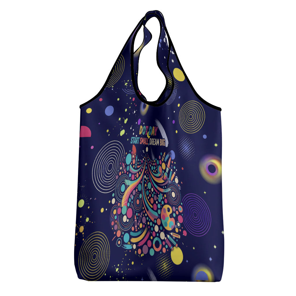 Dot Day Make Your Mark Grocery Bag Colorful Celestial Watercolor Circles And Swirling Polka Dots