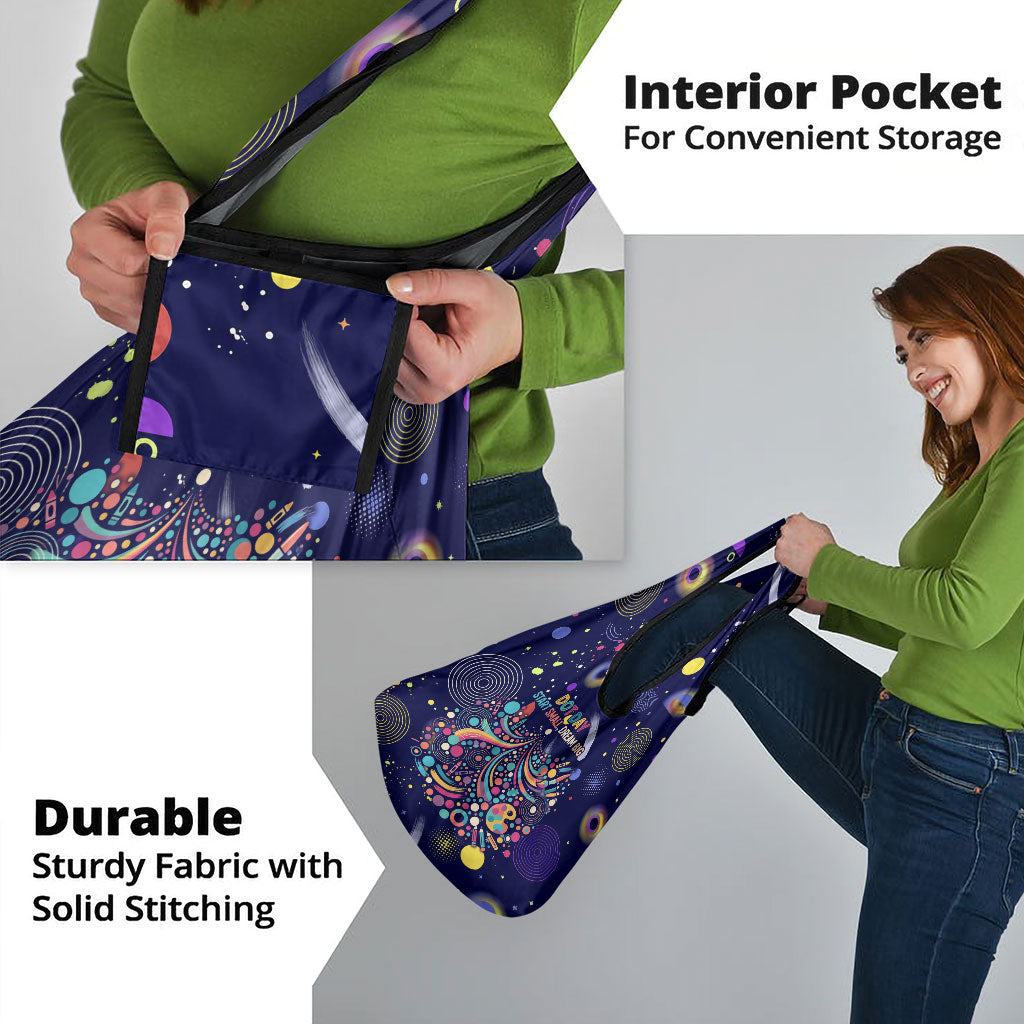 Dot Day Make Your Mark Grocery Bag Colorful Celestial Watercolor Circles And Swirling Polka Dots