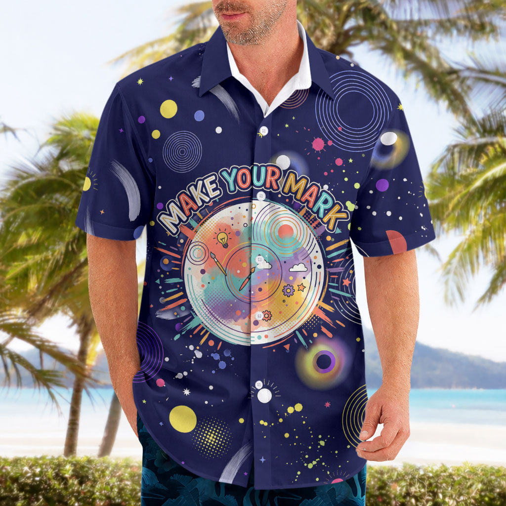 Dot Day Make Your Mark Hawaiian Shirt Colorful Celestial Watercolor Circles And Swirling Polka Dots
