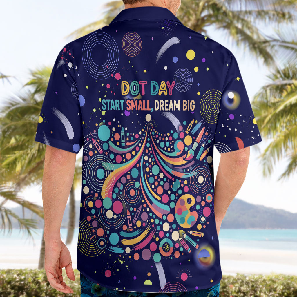 Dot Day Make Your Mark Hawaiian Shirt Colorful Celestial Watercolor Circles And Swirling Polka Dots