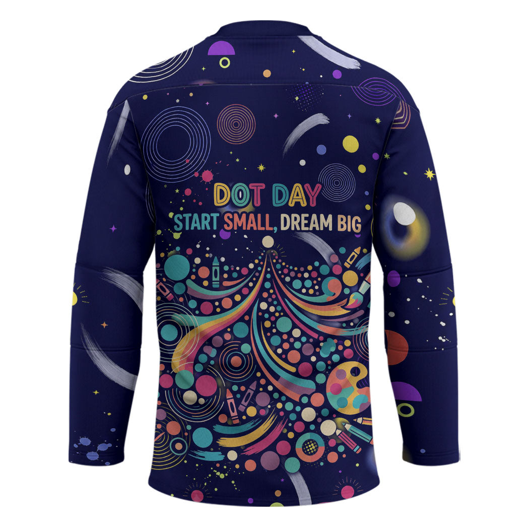 Dot Day Make Your Mark Hockey Jersey Colorful Celestial Watercolor Circles And Swirling Polka Dots