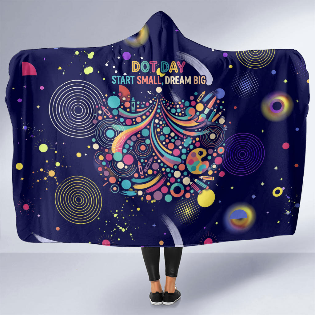 Dot Day Make Your Mark Hooded Blanket Colorful Celestial Watercolor Circles And Swirling Polka Dots
