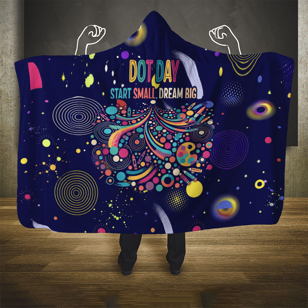 Dot Day Make Your Mark Hooded Blanket Colorful Celestial Watercolor Circles And Swirling Polka Dots