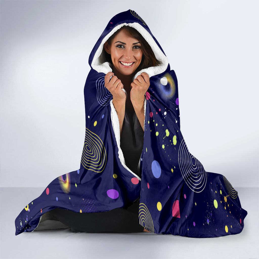 Dot Day Make Your Mark Hooded Blanket Colorful Celestial Watercolor Circles And Swirling Polka Dots