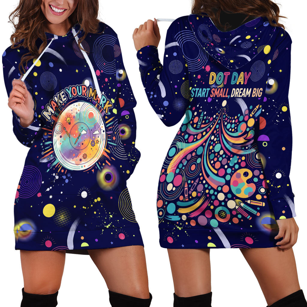 Dot Day Make Your Mark Hoodie Dress Colorful Celestial Watercolor Circles And Swirling Polka Dots