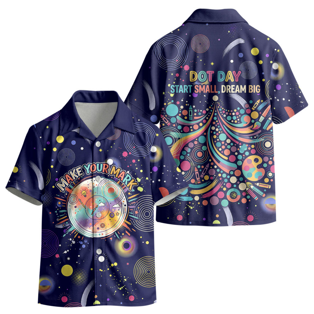 Dot Day Make Your Mark Kid Hawaiian Shirt Colorful Celestial Watercolor Circles And Swirling Polka Dots