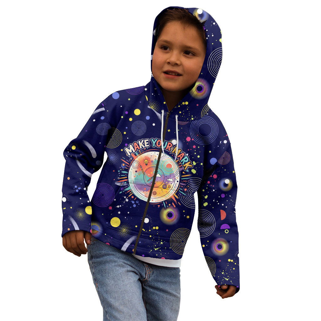 Dot Day Make Your Mark Kid Hoodie Colorful Celestial Watercolor Circles And Swirling Polka Dots
