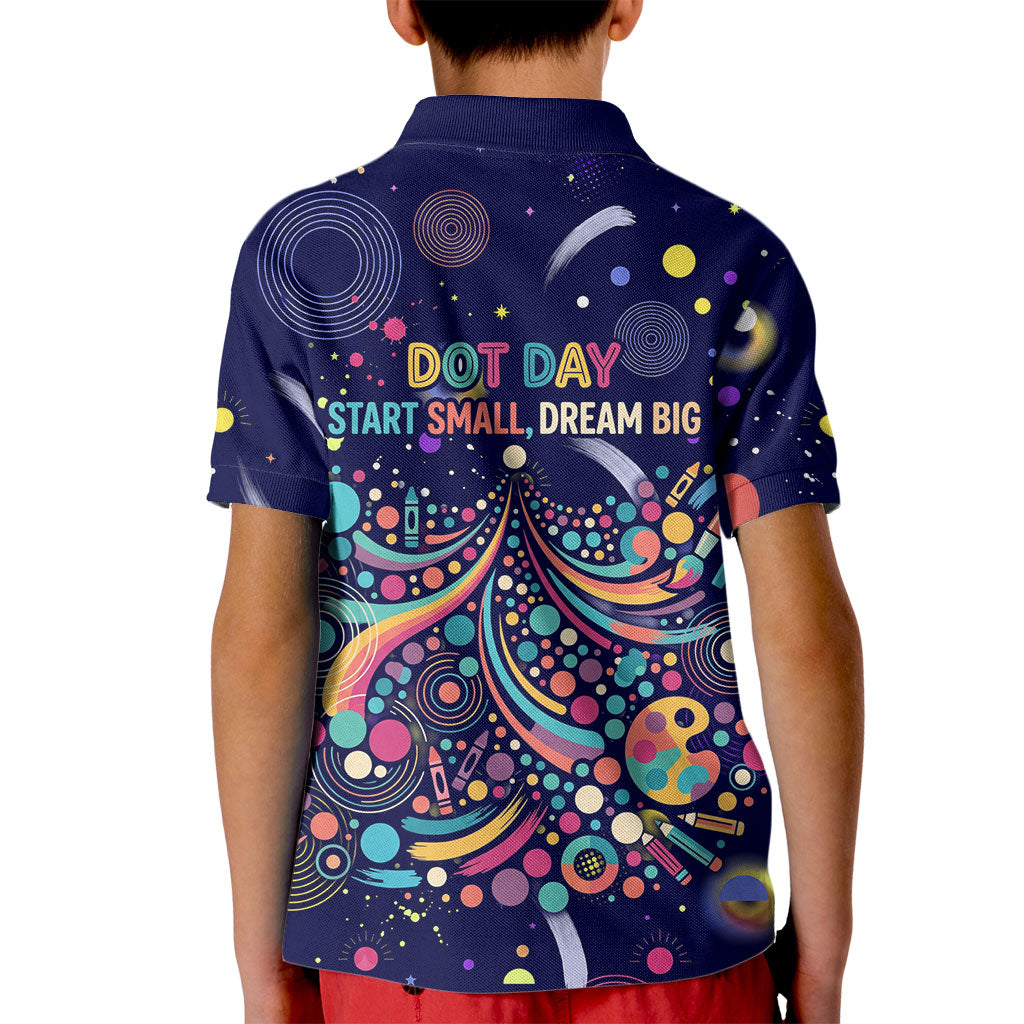 Dot Day Make Your Mark Kid Polo Shirt Colorful Celestial Watercolor Circles And Swirling Polka Dots