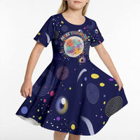 Dot Day Make Your Mark Kid Short Sleeve Dress Colorful Celestial Watercolor Circles And Swirling Polka Dots
