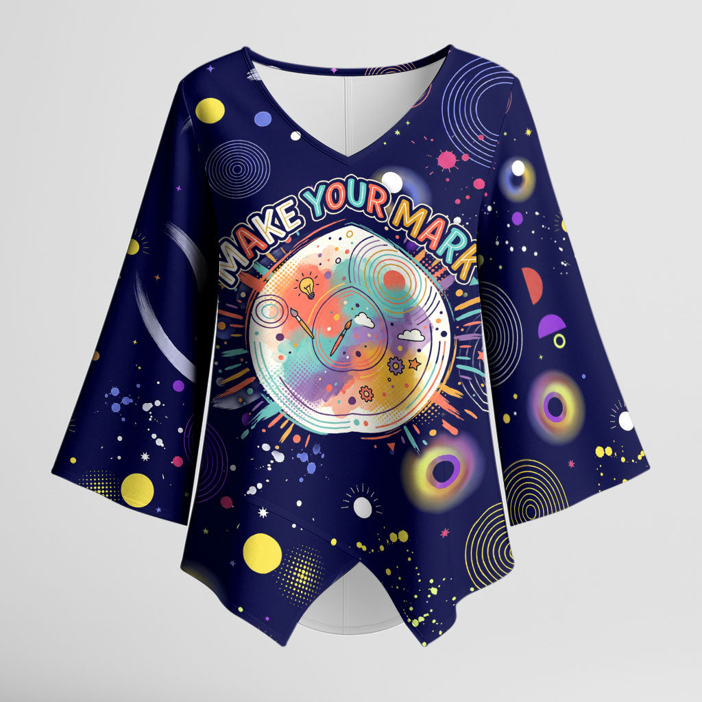 Dot Day Make Your Mark Kimono Sleeve Blouse Colorful Celestial Watercolor Circles And Swirling Polka Dots