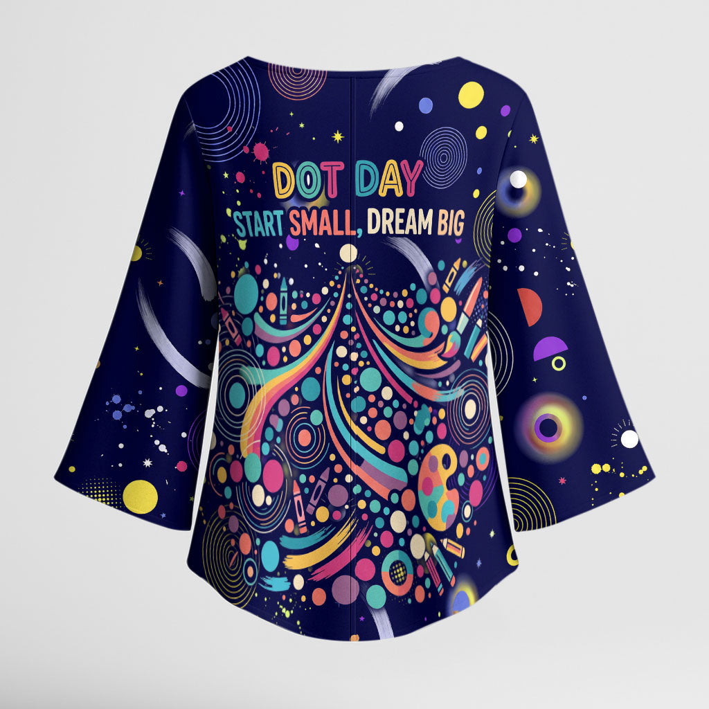 Dot Day Make Your Mark Kimono Sleeve Blouse Colorful Celestial Watercolor Circles And Swirling Polka Dots