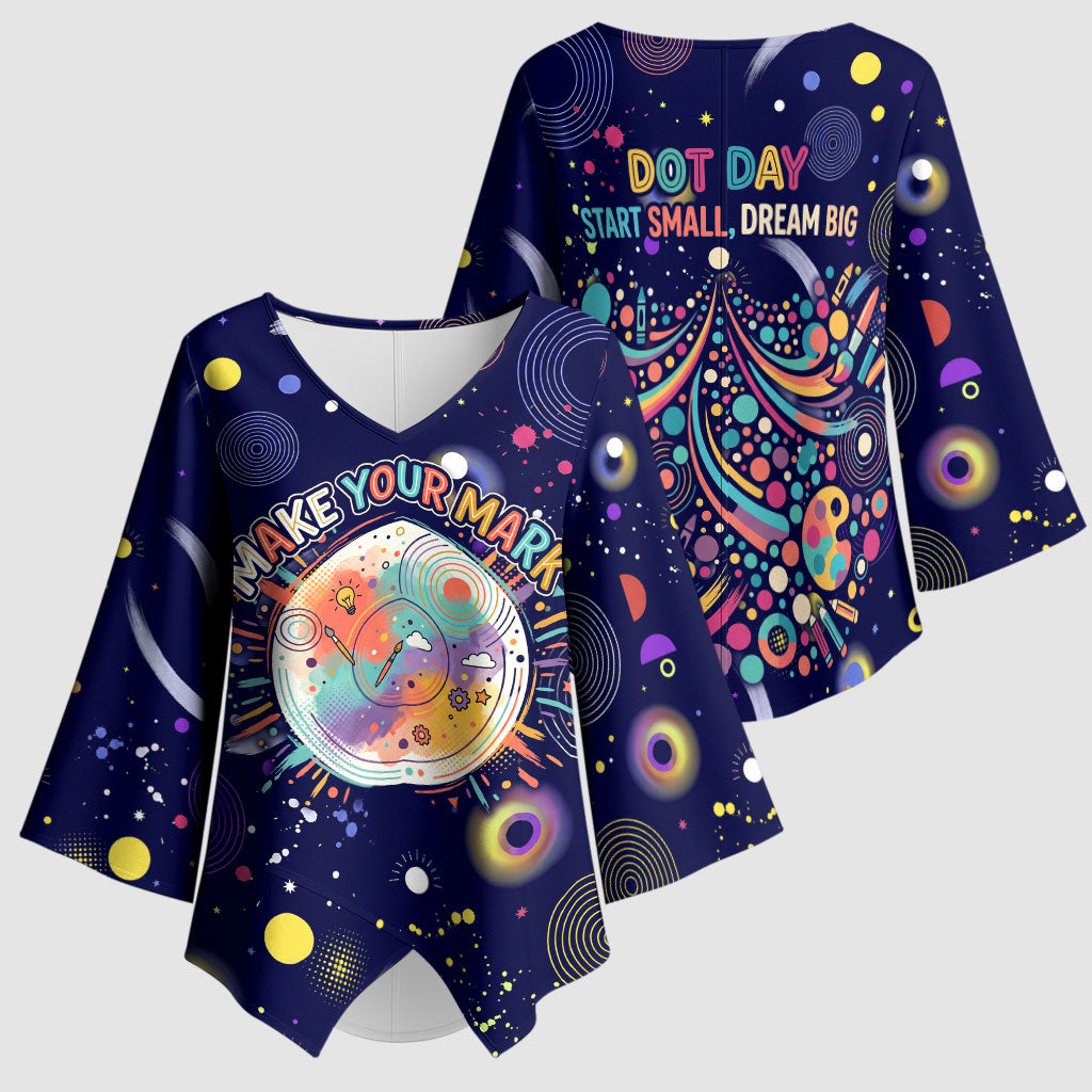 Dot Day Make Your Mark Kimono Sleeve Blouse Colorful Celestial Watercolor Circles And Swirling Polka Dots