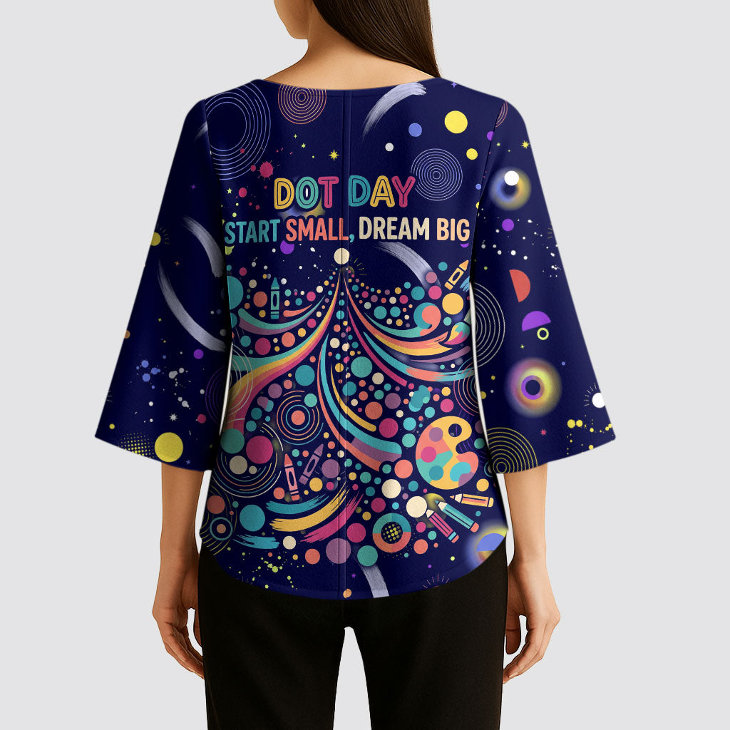 Dot Day Make Your Mark Kimono Sleeve Blouse Colorful Celestial Watercolor Circles And Swirling Polka Dots