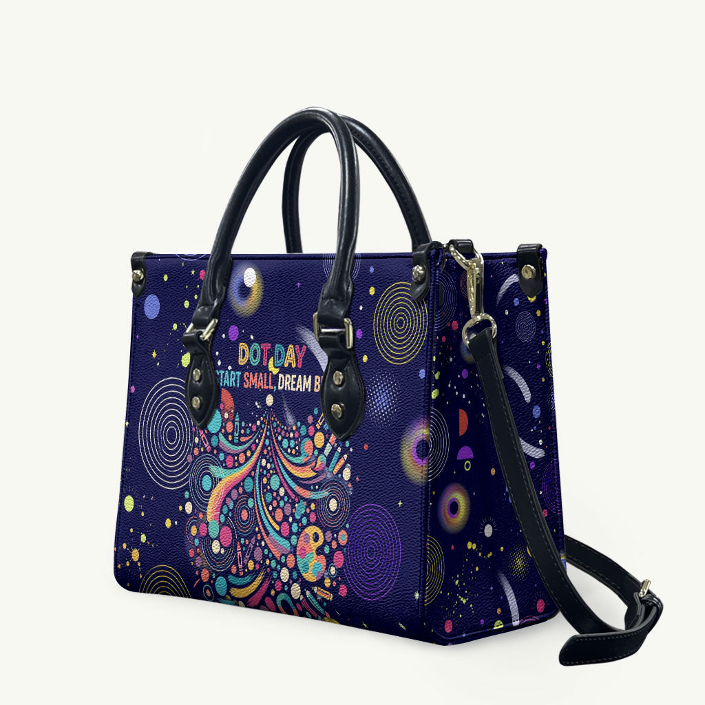 Dot Day Make Your Mark Leather Bag Colorful Celestial Watercolor Circles And Swirling Polka Dots
