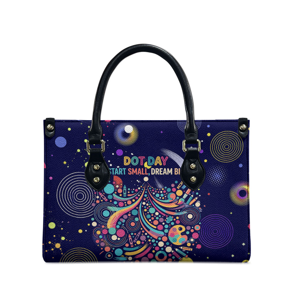 Dot Day Make Your Mark Leather Bag Colorful Celestial Watercolor Circles And Swirling Polka Dots
