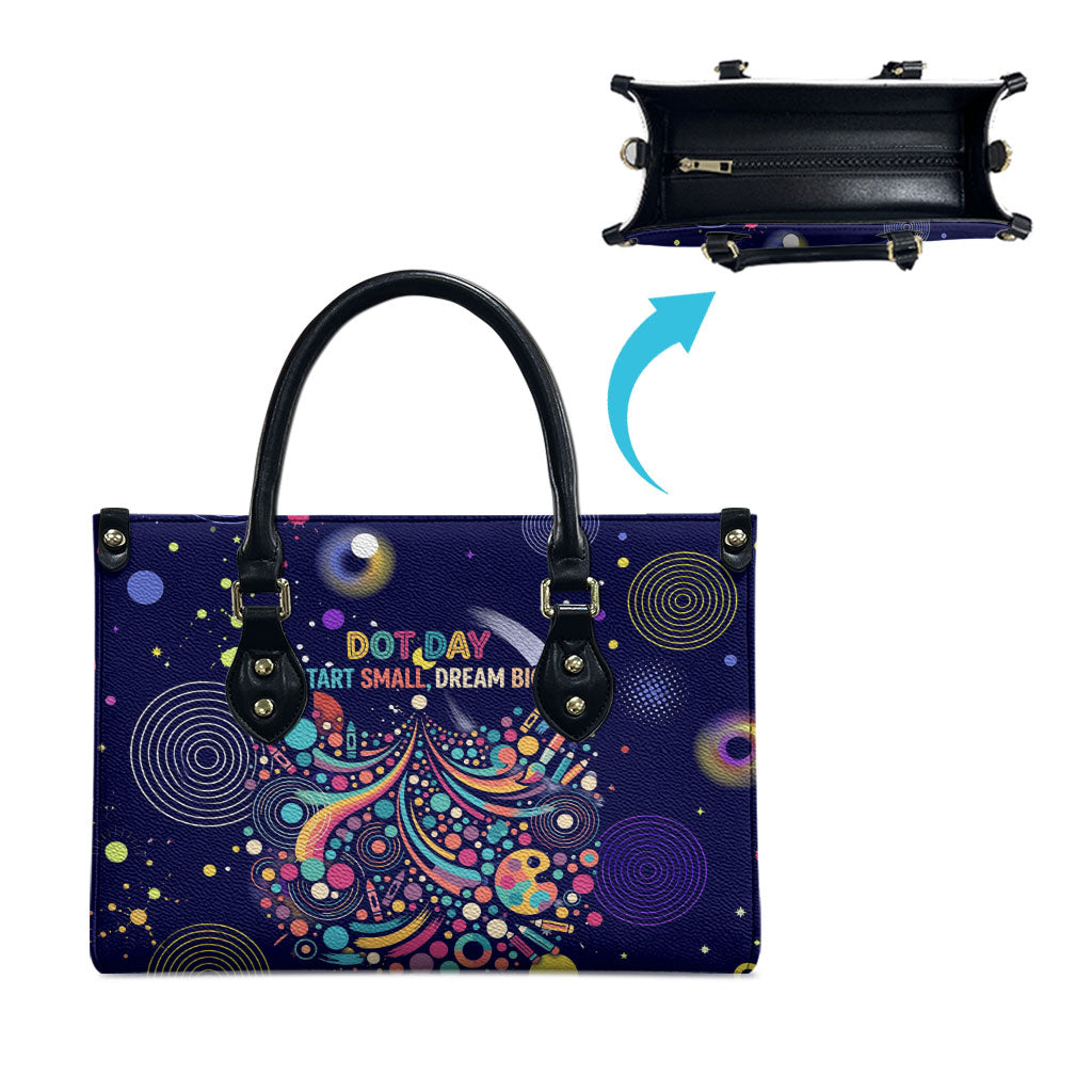 Dot Day Make Your Mark Leather Bag Colorful Celestial Watercolor Circles And Swirling Polka Dots