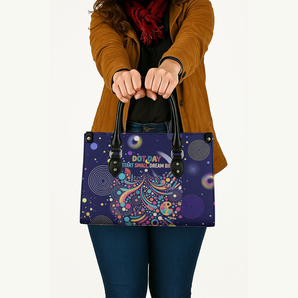 Dot Day Make Your Mark Leather Bag Colorful Celestial Watercolor Circles And Swirling Polka Dots