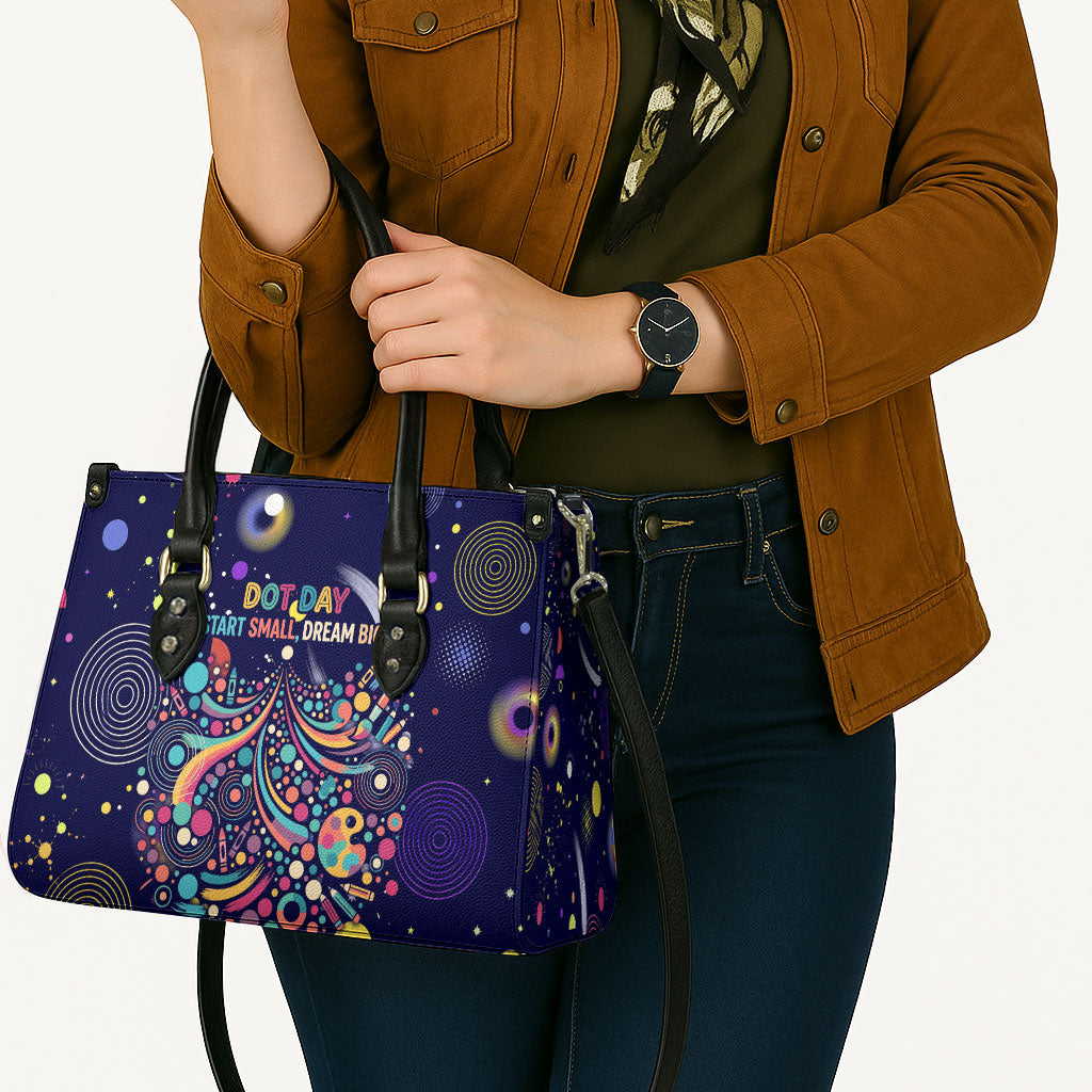 Dot Day Make Your Mark Leather Bag Colorful Celestial Watercolor Circles And Swirling Polka Dots