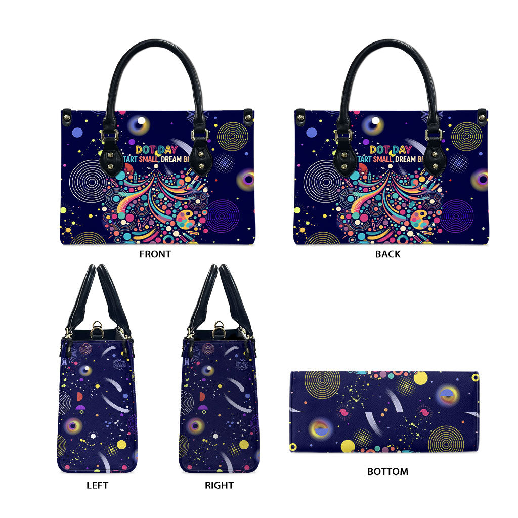Dot Day Make Your Mark Leather Bag Colorful Celestial Watercolor Circles And Swirling Polka Dots