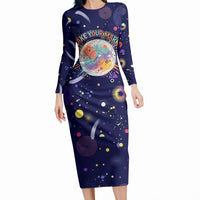 Dot Day Make Your Mark Long Sleeve Bodycon Dress Colorful Celestial Watercolor Circles And Swirling Polka Dots