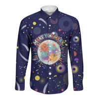 Dot Day Make Your Mark Long Sleeve Button Shirt Colorful Celestial Watercolor Circles And Swirling Polka Dots
