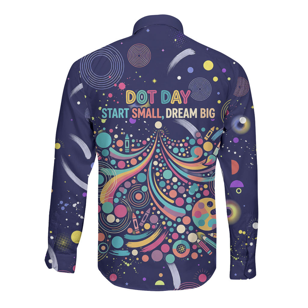 Dot Day Make Your Mark Long Sleeve Button Shirt Colorful Celestial Watercolor Circles And Swirling Polka Dots